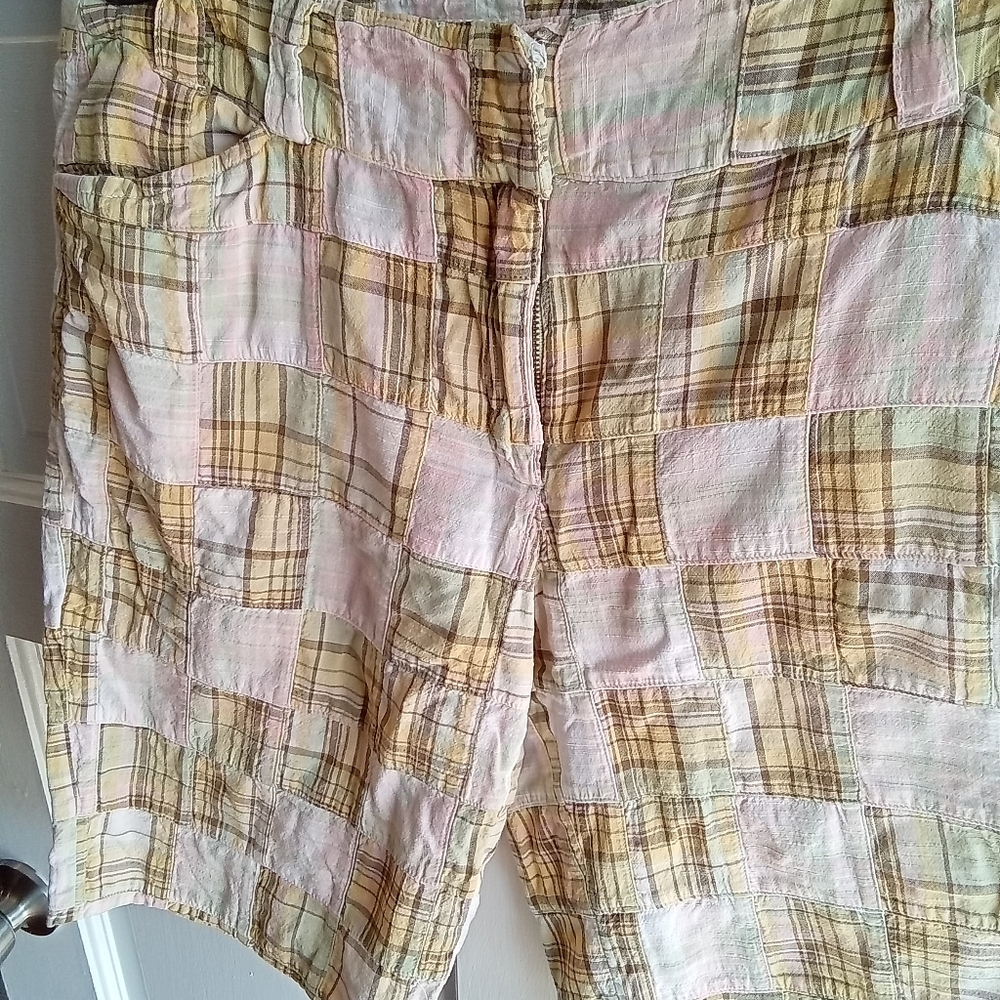 Tyler Boe Patchwork Plaid Shorts - Pink, Yellow And Tan